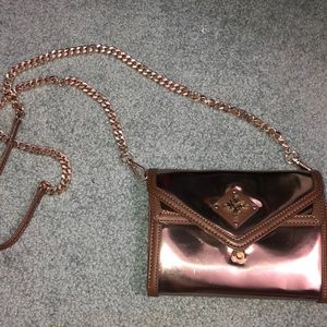 Vera wang copper and gold cross shoulder purse